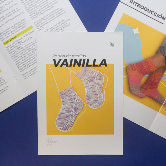 PATRÓN DE TEJIDO medias vainilla - Palitos circulares