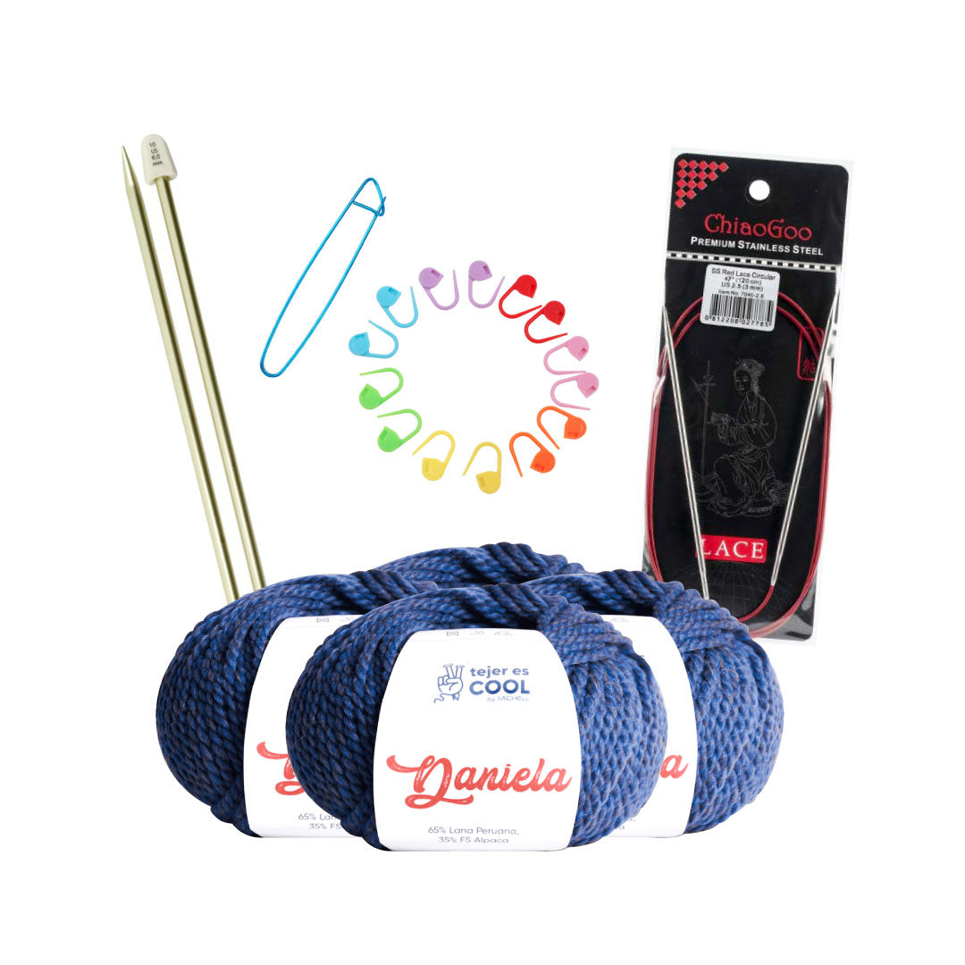 KIT DE TEJIDO "Top Rayda" - Agujas circulares y dos palitos